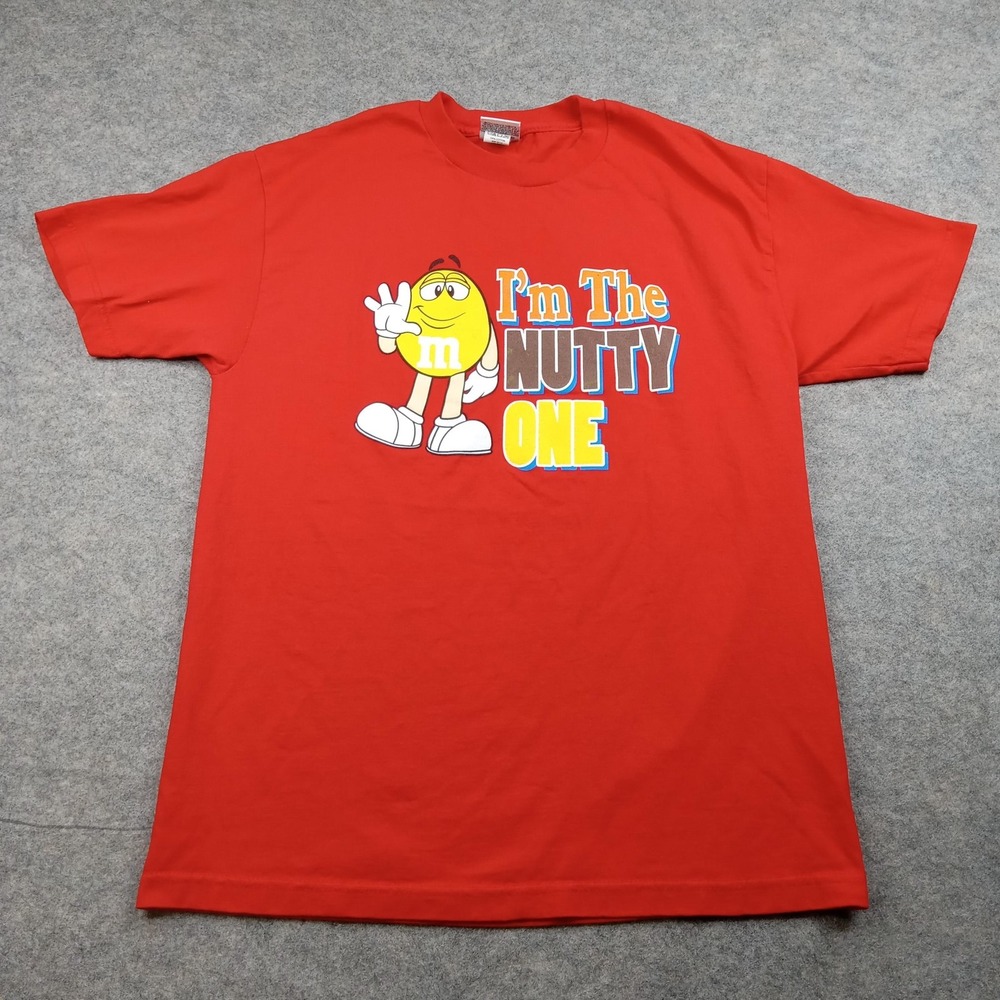 MMs Shirt Mens Large I'm The Nutty One‎ Yellow Peanut Graphic Tee Candy Vintage